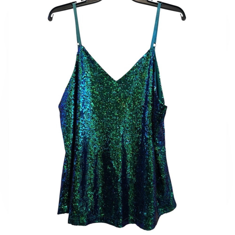 Green and Blue Women's Sequin Cami Top